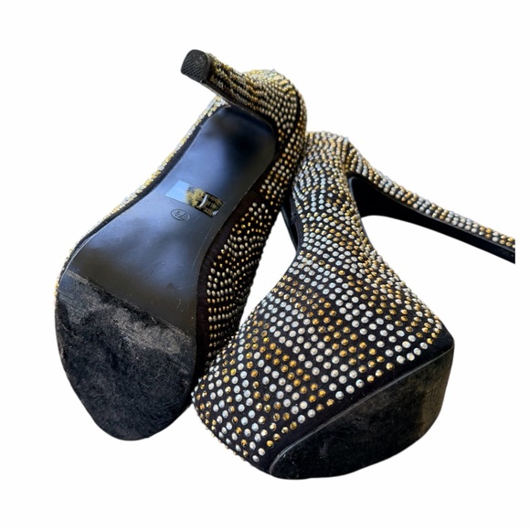 Breckelle’s Woman’s Black Studded Platform Pumps Crystal Stilettos Size 7 1/2 - Picture 5 of 10